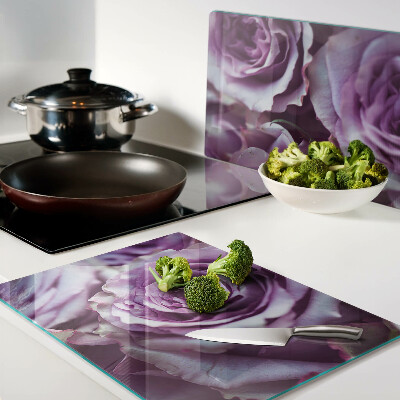 Glass chopping board Roses in shades of purple