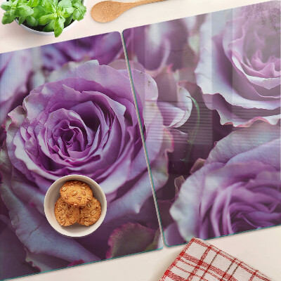 Glass chopping board Roses in shades of purple