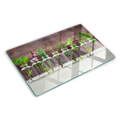 Glass cutting board Plants in bottles