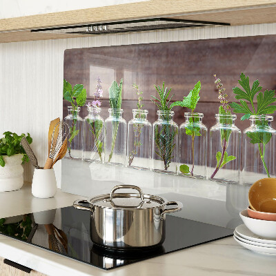 Glass cutting board Plants in bottles
