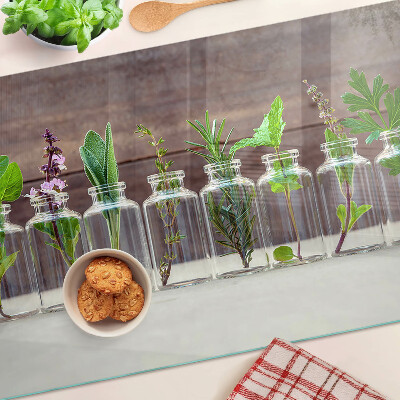 Glass cutting board Plants in bottles