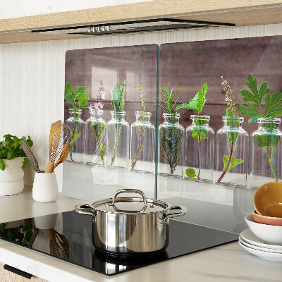 Glass cutting board Plants in bottles