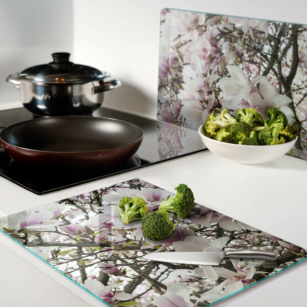 Glass kitchen board Magnolia flowers