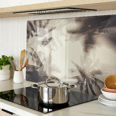 Glass kitchen board Palm trees on a monochrome background