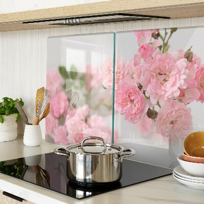 Glass cutting board Pink flowers in a vase