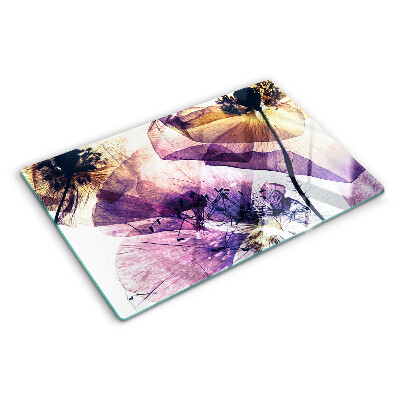 Chopping board Flowers in shades of purple and yellow