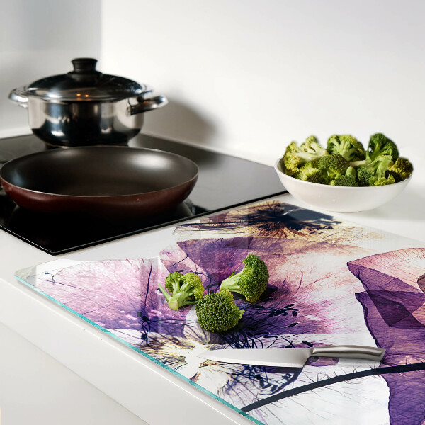 Chopping board Flowers in shades of purple and yellow