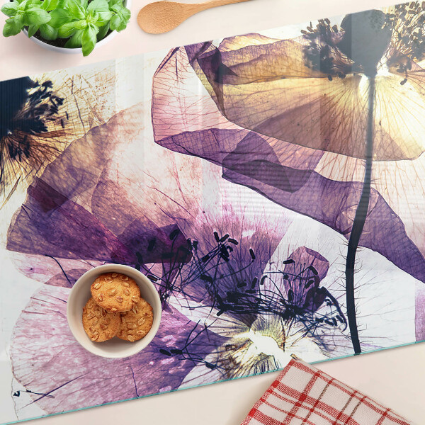 Chopping board Flowers in shades of purple and yellow
