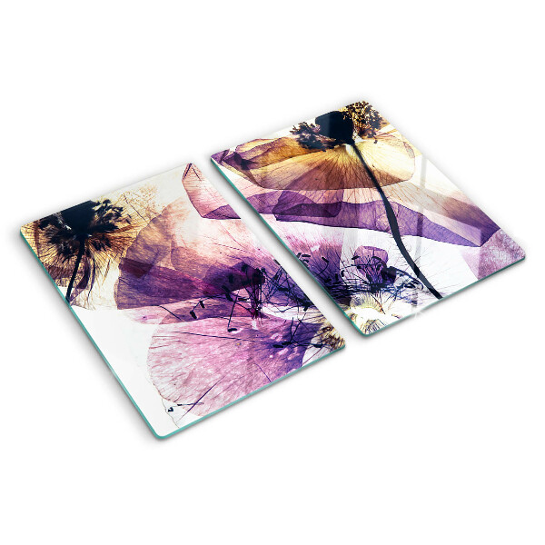 Chopping board Flowers in shades of purple and yellow