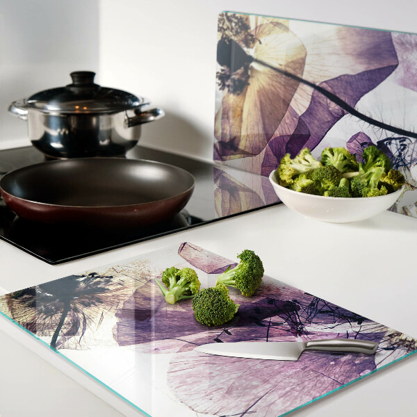 Chopping board Flowers in shades of purple and yellow
