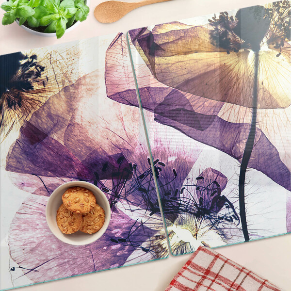 Chopping board Flowers in shades of purple and yellow