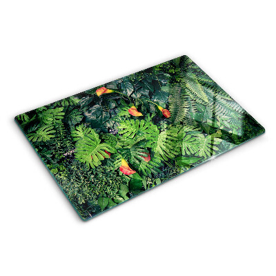 Glass kitchen board Tropical jungle with flowers