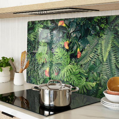 Glass kitchen board Tropical jungle with flowers