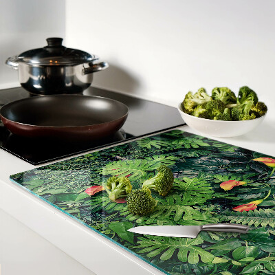 Glass kitchen board Tropical jungle with flowers