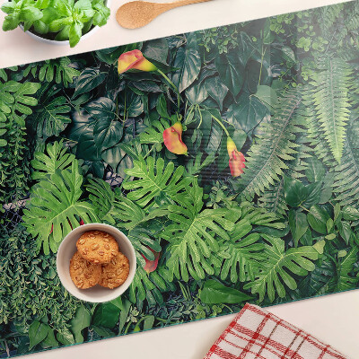 Glass kitchen board Tropical jungle with flowers