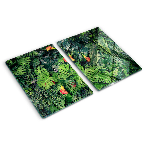 Glass kitchen board Tropical jungle with flowers