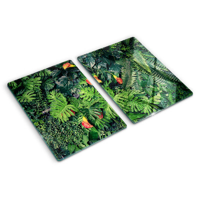 Glass kitchen board Tropical jungle with flowers