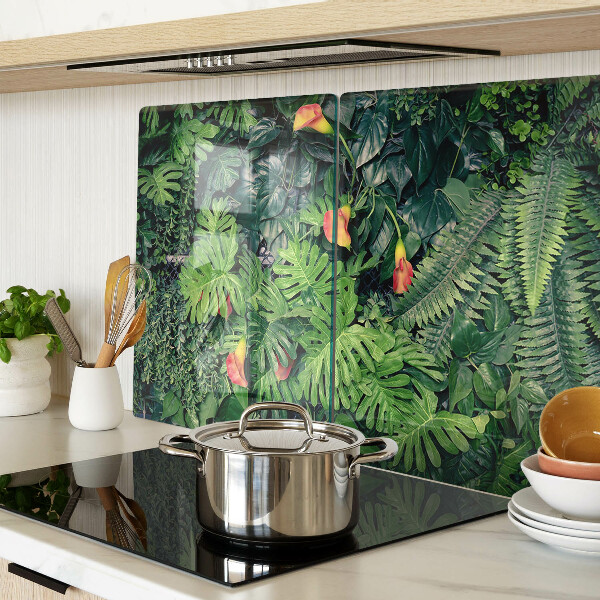 Glass kitchen board Tropical jungle with flowers