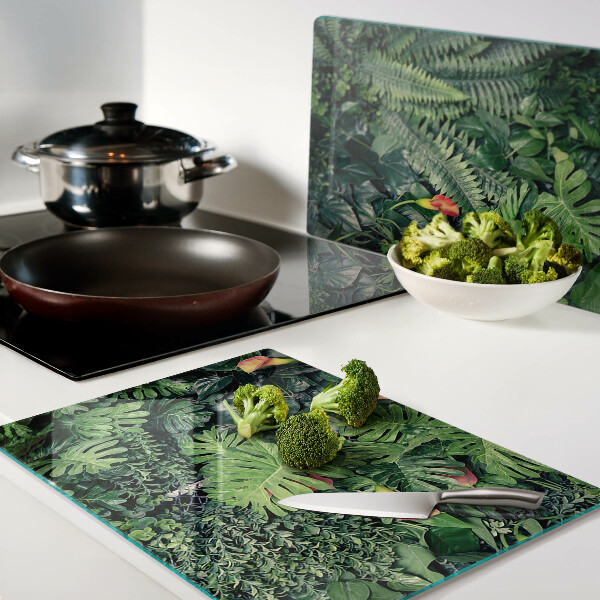 Glass kitchen board Tropical jungle with flowers