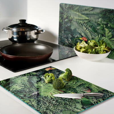 Glass kitchen board Tropical jungle with flowers