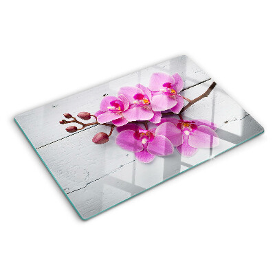 Chopping board Orchids on a white background
