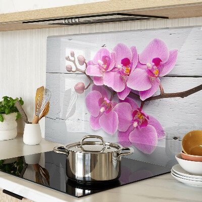 Chopping board Orchids on a white background