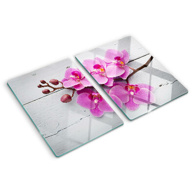 Chopping board Orchids on a white background