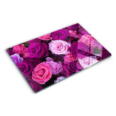 Chopping board glass Roses in shades of pink