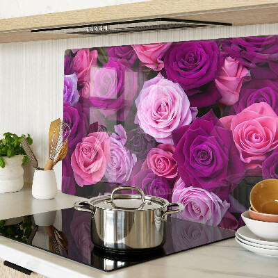 Chopping board glass Roses in shades of pink