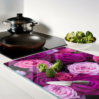 Chopping board glass Roses in shades of pink