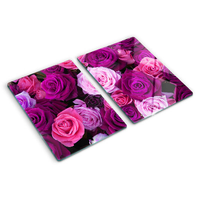 Chopping board glass Roses in shades of pink