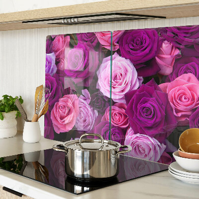 Chopping board glass Roses in shades of pink