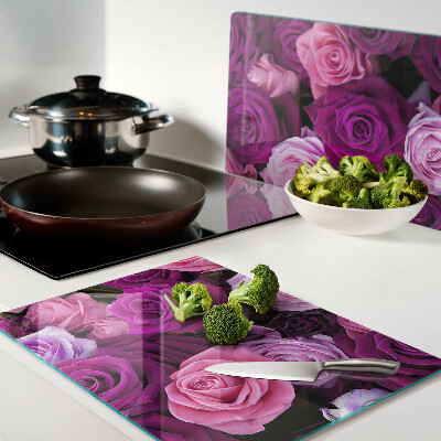 Chopping board glass Roses in shades of pink