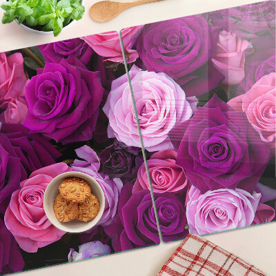 Chopping board glass Roses in shades of pink
