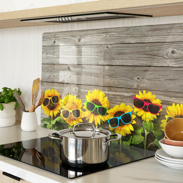 Glass cutting board Sunflowers in sunglasses