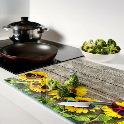 Glass cutting board Sunflowers in sunglasses