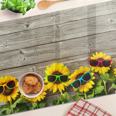 Glass cutting board Sunflowers in sunglasses