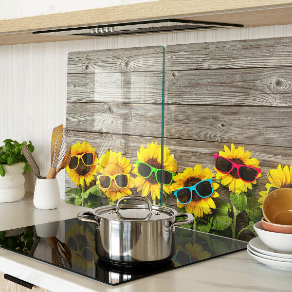 Glass cutting board Sunflowers in sunglasses