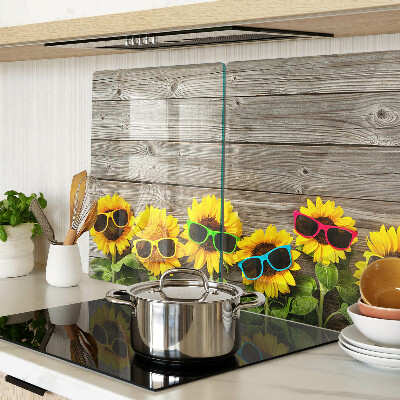 Glass cutting board Sunflowers in sunglasses