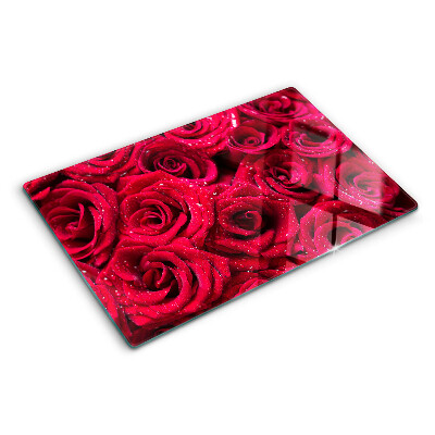 Glass kitchen board Roses in an intense pink color
