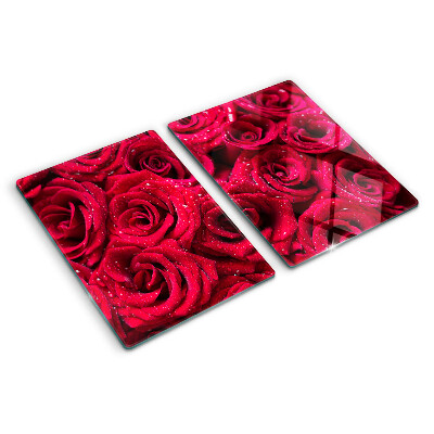 Glass kitchen board Roses in an intense pink color