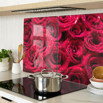 Glass kitchen board Roses in an intense pink color