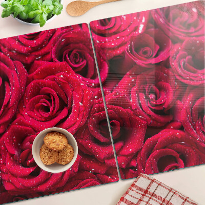 Glass kitchen board Roses in an intense pink color