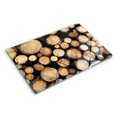 Chopping board glass Wood logs in cross-section