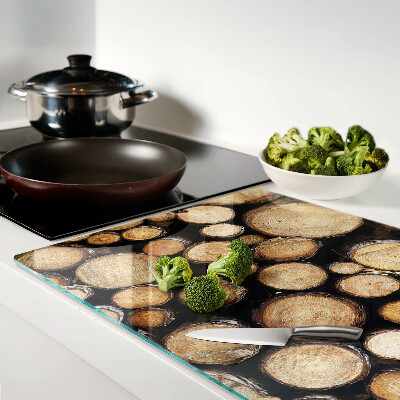 Chopping board glass Wood logs in cross-section
