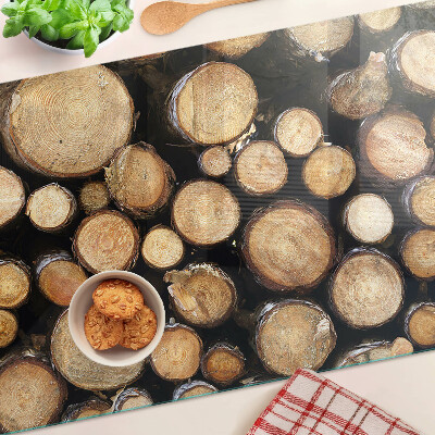 Chopping board glass Wood logs in cross-section