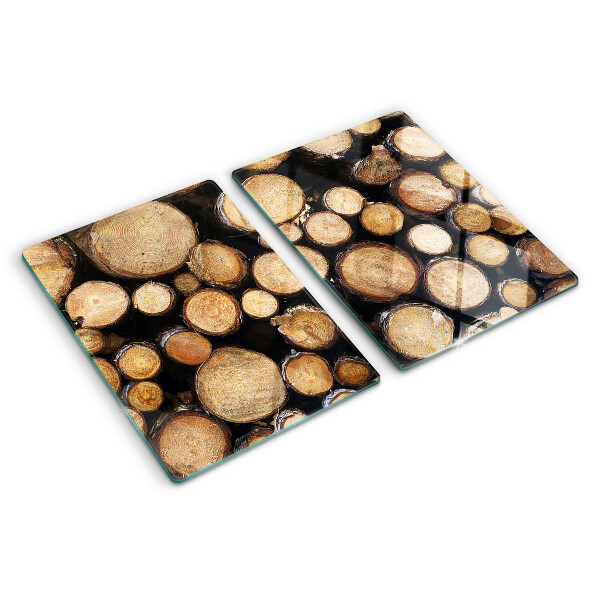 Chopping board glass Wood logs in cross-section