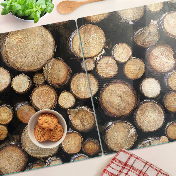 Chopping board glass Wood logs in cross-section
