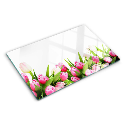 Chopping board glass Tulips in pastel colors