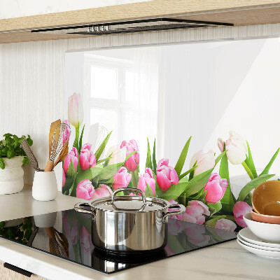 Chopping board glass Tulips in pastel colors